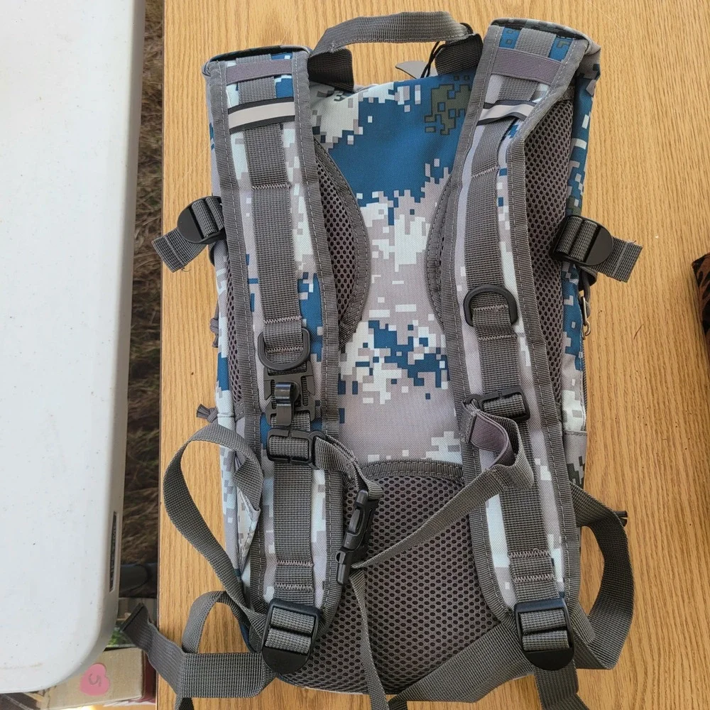 Sharkmouth Tactical Hydration Backpack Blue Digital Camo with Water Bladder NWT